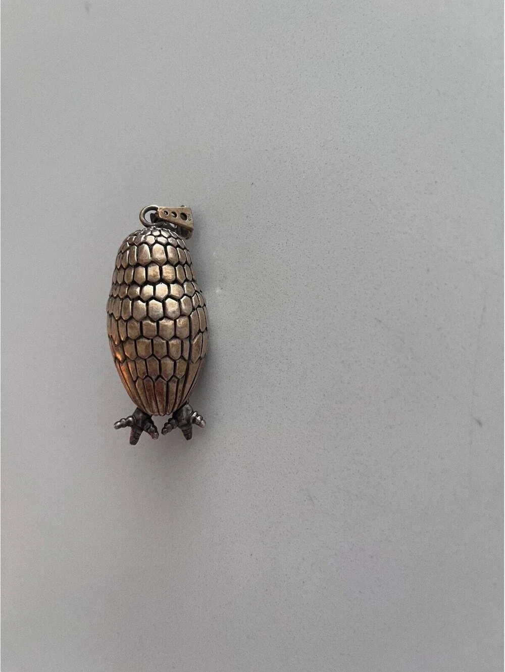 Hans Cholo Vintage Owl Shaped Silver Pendant Charm